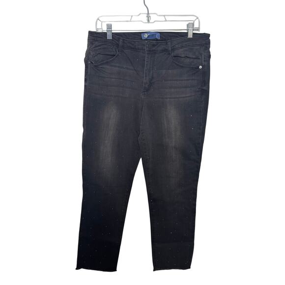 Democracy High Rise Skinny Jeans Women’s Size 10 Black Stretch Denim Rhinestone - Picture 1 of 12